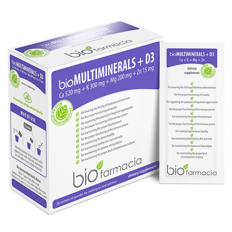 Bio Multiminerals + Vitamin D3, Zn – 28 sachets - Immune system