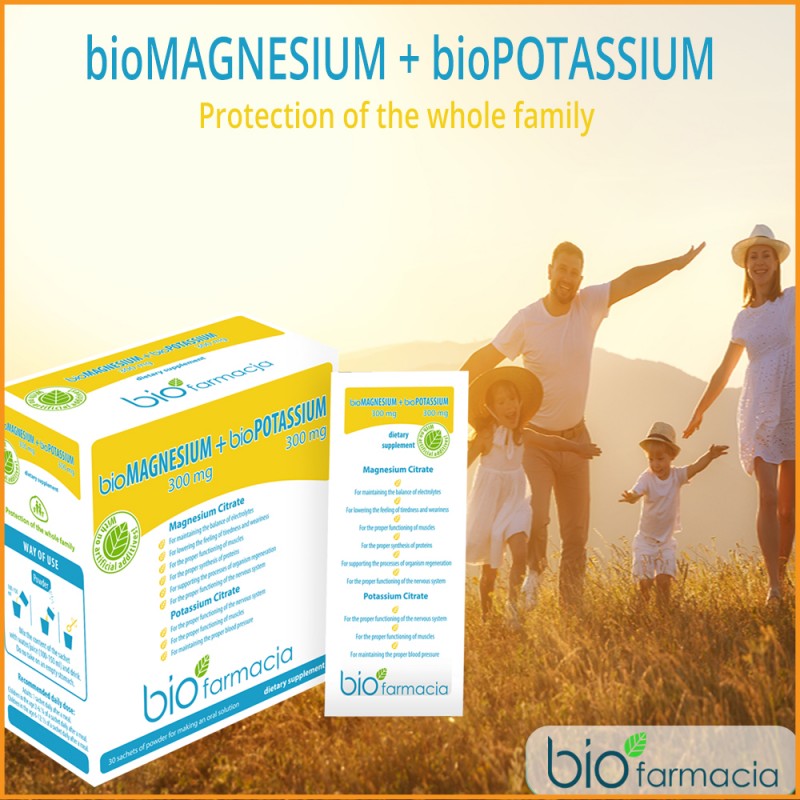 Bio Magnesium 300mg + Bio Potassium 300mg – 30 sachets - Magnesium with Potassium